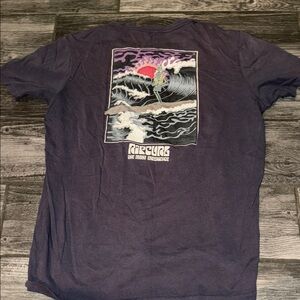 Rip Curl Men's Dark Blue Surf Graphic Tee medium distressed